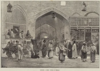 Croquis en Perse, Bazar à Téhéran